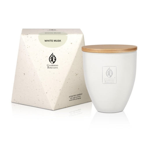 Giardino Benessere WHITE MUSK SCENTED CANDLE WITH VEGAN PERFUME AND SUSTAINABLE PACKAGING